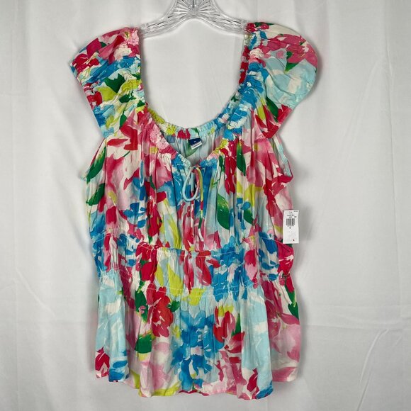 Old Navy Floral Summer Top with Cap Sleeves - Picture 1 of 8